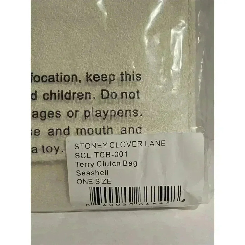 Stoney Clover Lane Seashell Terry Clutch Bag Medium Zip Closure - Picture 2 of 5